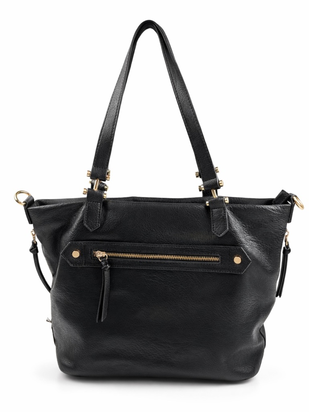 Miztique Vintage Y2K Black Pebbled Leather Shoulder Bag Gold Hardware